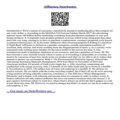 Affluenza Sparknotes | PDF
