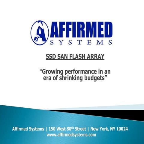 Affirmed Systems SSD Storage Area Network Appliance architecture for trading ...
