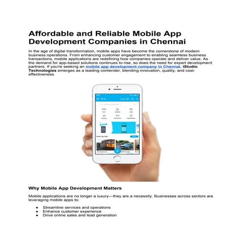 Affordable and Reliable Mobile App Development Companies in Chennai