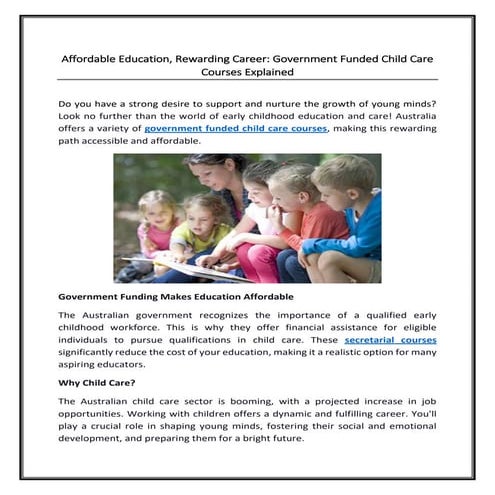 (CHC30113) Certificate III in Early Childhood and Care | PPT