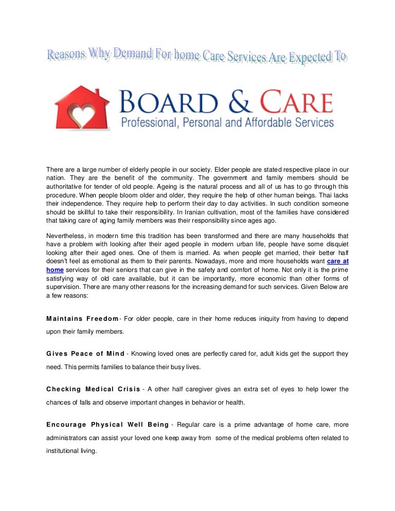 Affordable Home Care Services By Board And Care