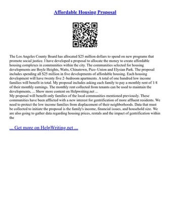 Affordable Housing Proposal