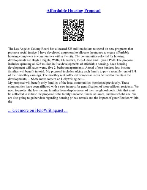 Affordable Housing Proposal