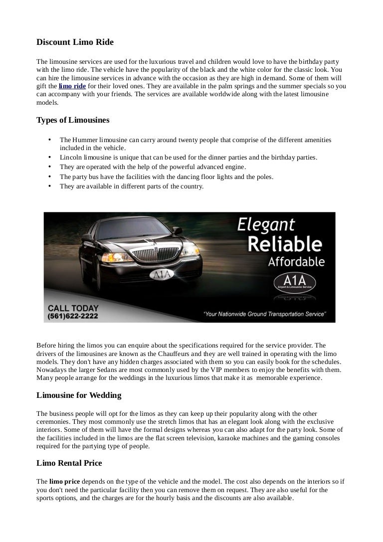 Discount Limo Ride Services By A1Alimo
