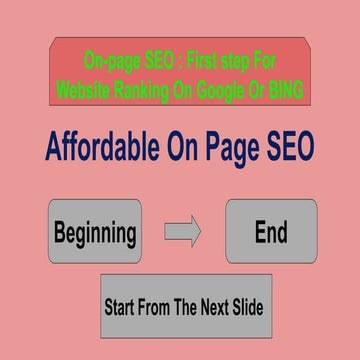 Affordable SEO - On Page SEO, The First Step Of GOOGLE Or BING Ranking