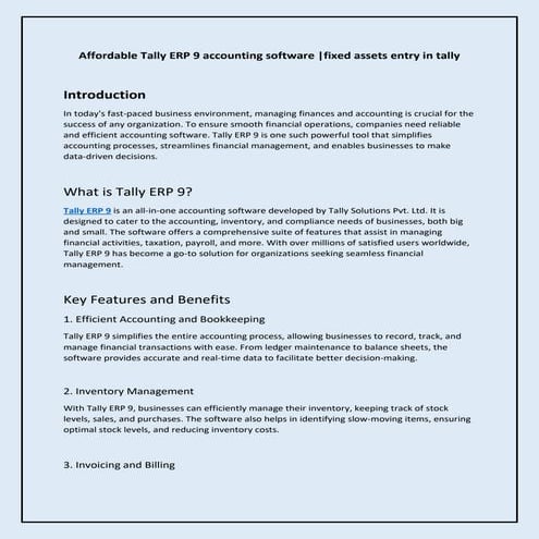 Affordable Tally ERP 9 accounting software