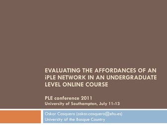 Affordances of an iPLE Network