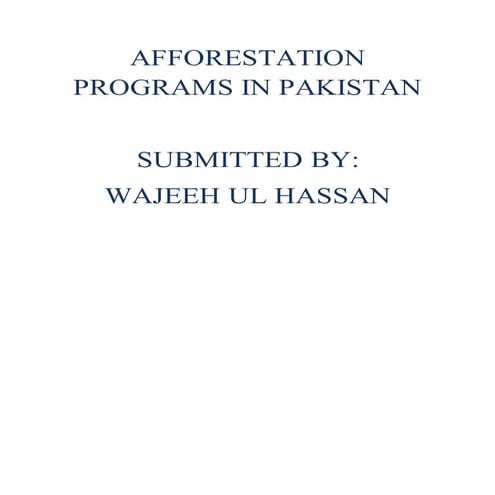 Afforestation Programs In Pakistan