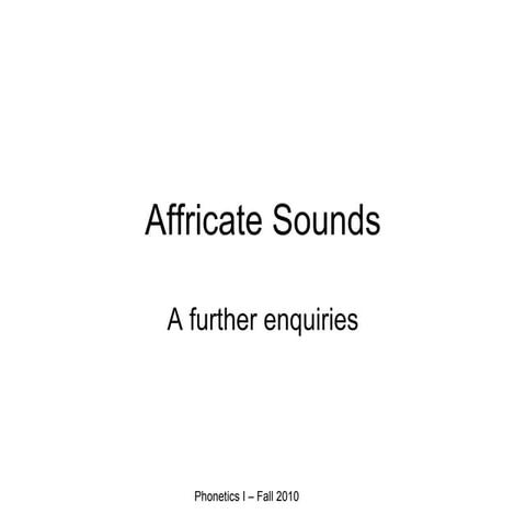 Affricate sounds 2010