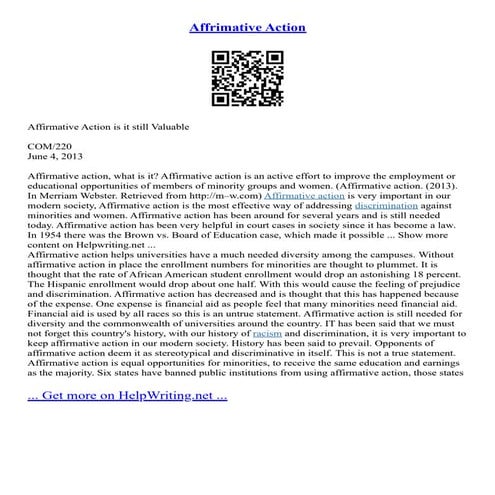 Affrimative Action | PDF