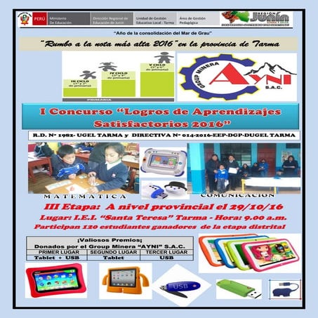 AFICHE ACERCA DEL CONCURSO PROVINCIAL UGEL TARMA 2016