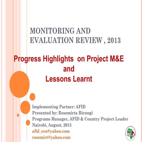Afid project monitoring and evaluation  practices and lessons