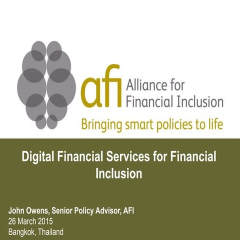 Digital Financial Services for Financial Inclusion