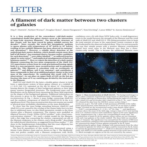 A filament of dark matter between two clusters of galaxies
