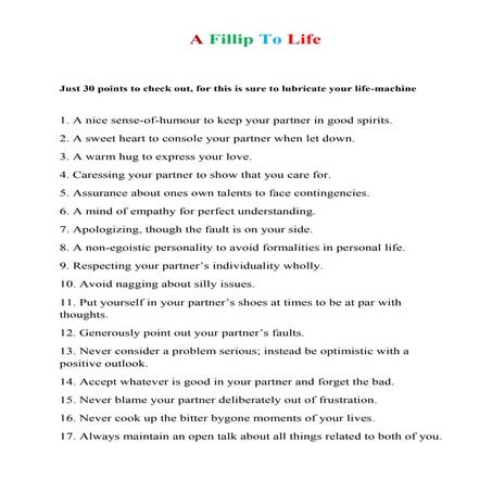 A Fillip to Life