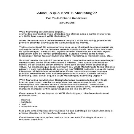 Afinal, O Que é Web Marketing
