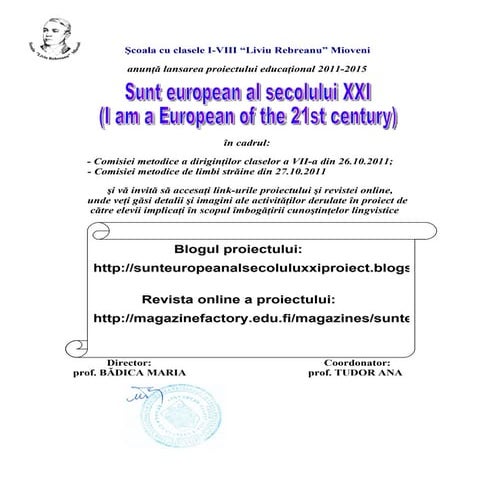 Afis lansare proiect 2011-2015