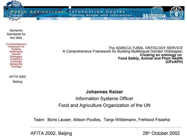 The AGRICULTURAL ONTOLOGY SERVICE. A Comprehensive Framework for Building Mul...