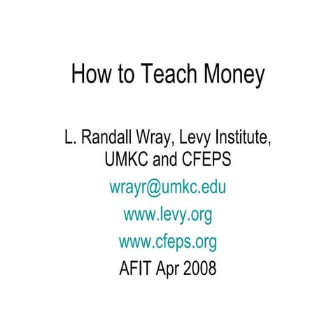 How to Teach Money