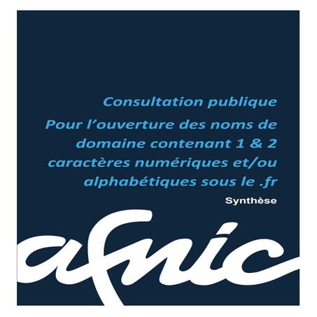 Synthèse de la Consultation publique Afnic sur l'ouverture 1 et 2 caractères