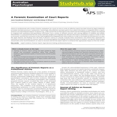 A Forensic Examination Of Court Reports