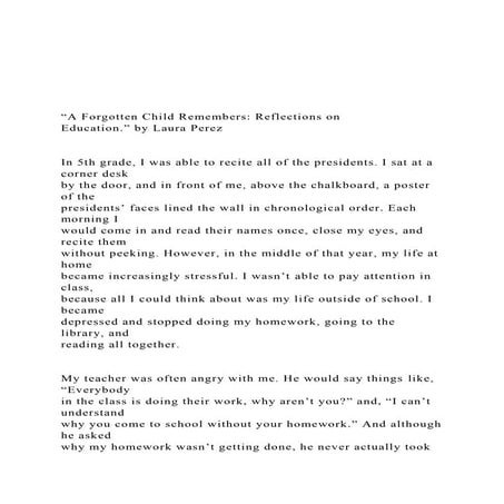 A Forgotten Child Remembers Reflections on Education.”.docx
