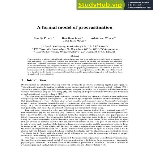 A Formal Model Of Procrastination