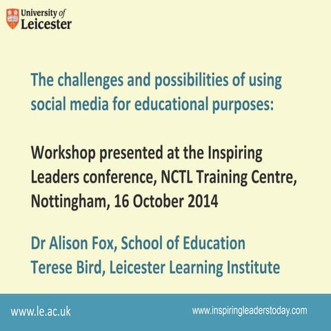 The challenges and possibilities of using social media for educational purposes