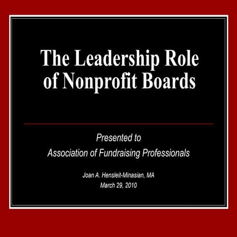 The Leadership Role of Nonprofit Boards