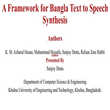 A framework for bangla text to speech synthesis | PDF