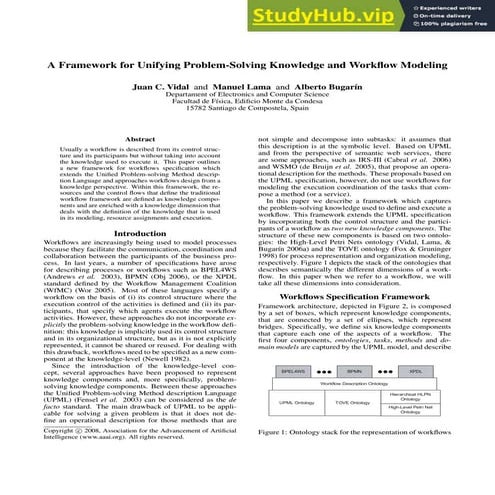 A Framework For Unifying Problem-Solving Knowledge And Workflow Modelling