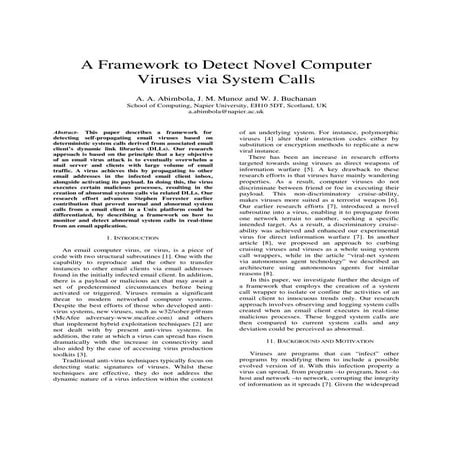 A framework to detect novel computer viruses via system calls