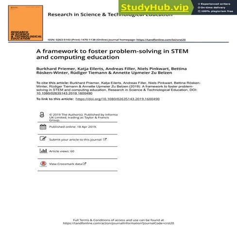 A Framework To Foster Problem-Solving In STEM And Computing Education