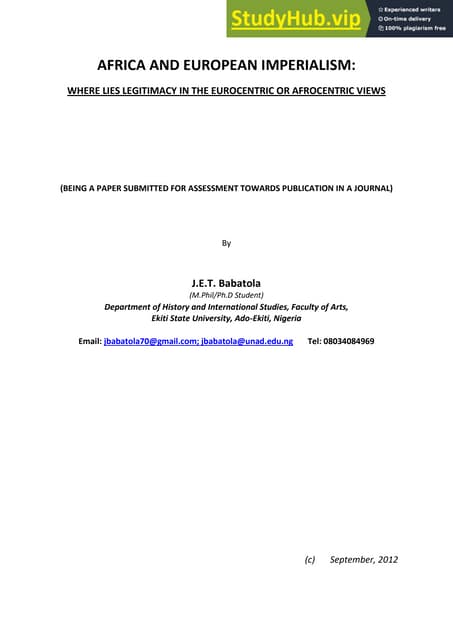 Dbq Essay On Imperialism | PDF