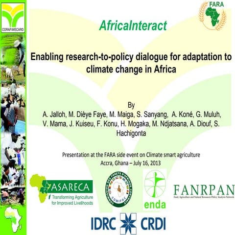Enabling research-to-policy dialogue for adaptation to climate change in Africa