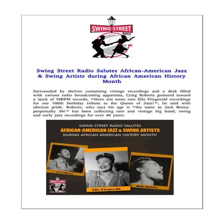African-American Jazz & Swing Artists during Black History Month