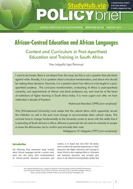 SA language policy history | PDF | Political Issues & policy | Politics
