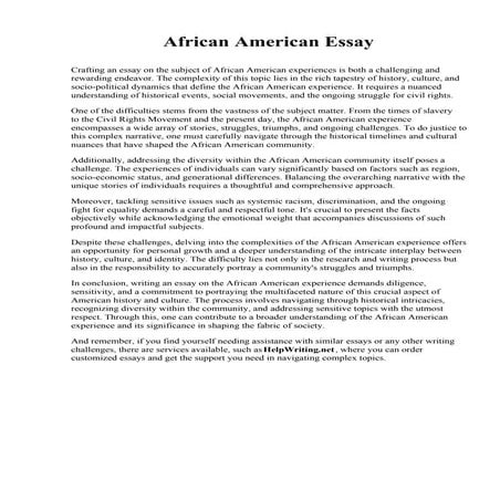 African American Essay. Kansas City Art Institute