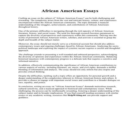 African Essay. University of Wisconsin-Milwaukee | PDF