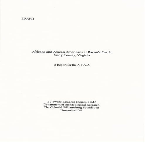 Africans and African Americans at Bacon's Castle, Surry County, Virginia |  PDF
