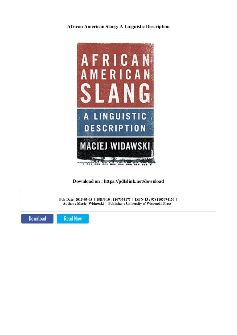 African american slang a linguistic description