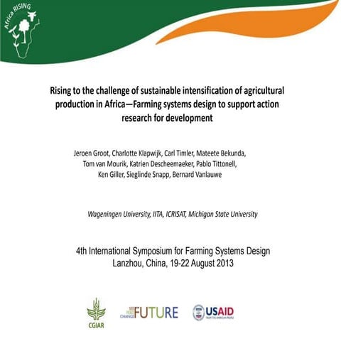 Rising to the challenge of sustainable intensification of agricultural produc...