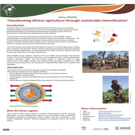 Africa RISING: Transforming African agriculture through sustainable intensifi...