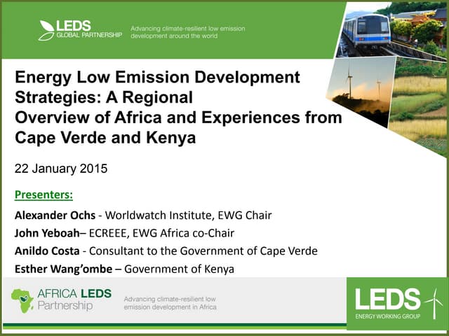 Energy Low Emission Development Strategies: A Regional Overview of Africa and Experiences from Cape Verde and Kenya