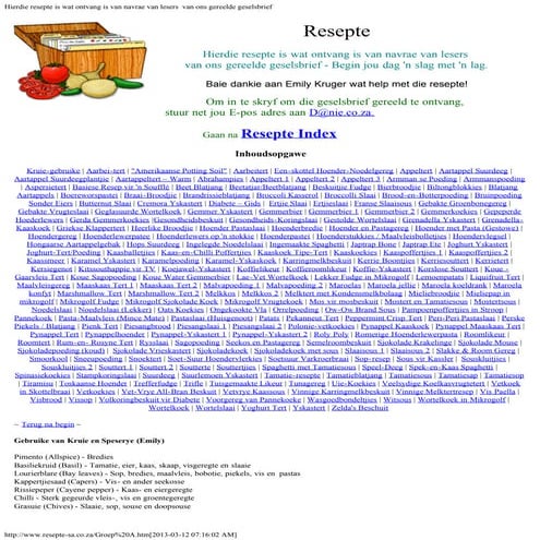 Lekker Outydse Afrikaanse Resepte
