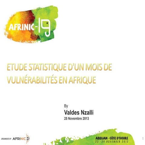 Etude Statistique d'un mois de Vulnérabilités en Afrique