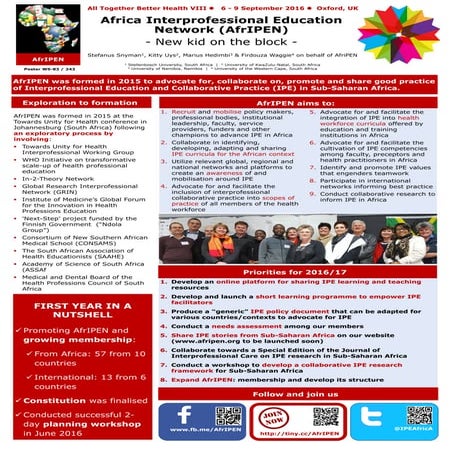 AfrIPEN poster for ATBH VIII