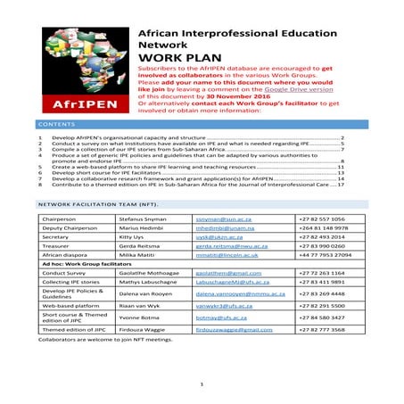 AfrIPEN workplan for comment