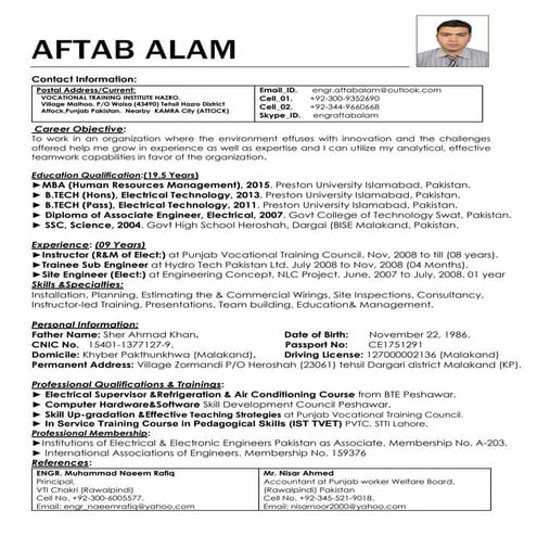 Aftab alam cv_on_one_page_march_22_2016_pk_jobs