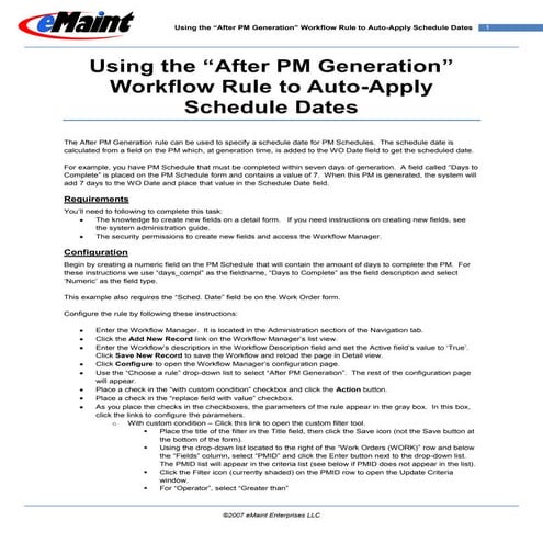 After Pm Schedule Gen